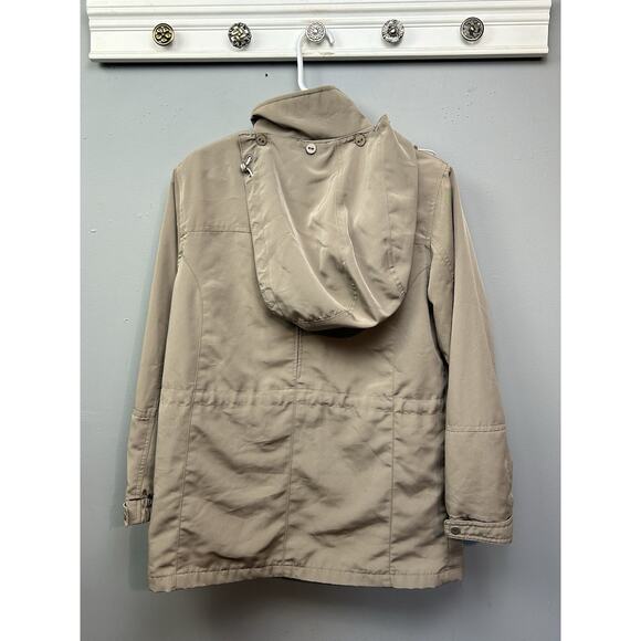 Mackintosh New England Hooded jacket Womens Small Tan Neutral Snap/Zip Mature - Picture 2 of 12